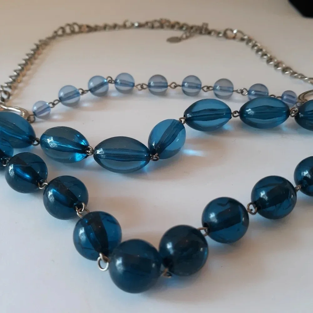 Blue beaded necklace from Icing